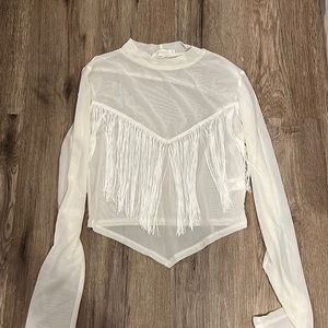 Sheer Fringe Long Sleeve